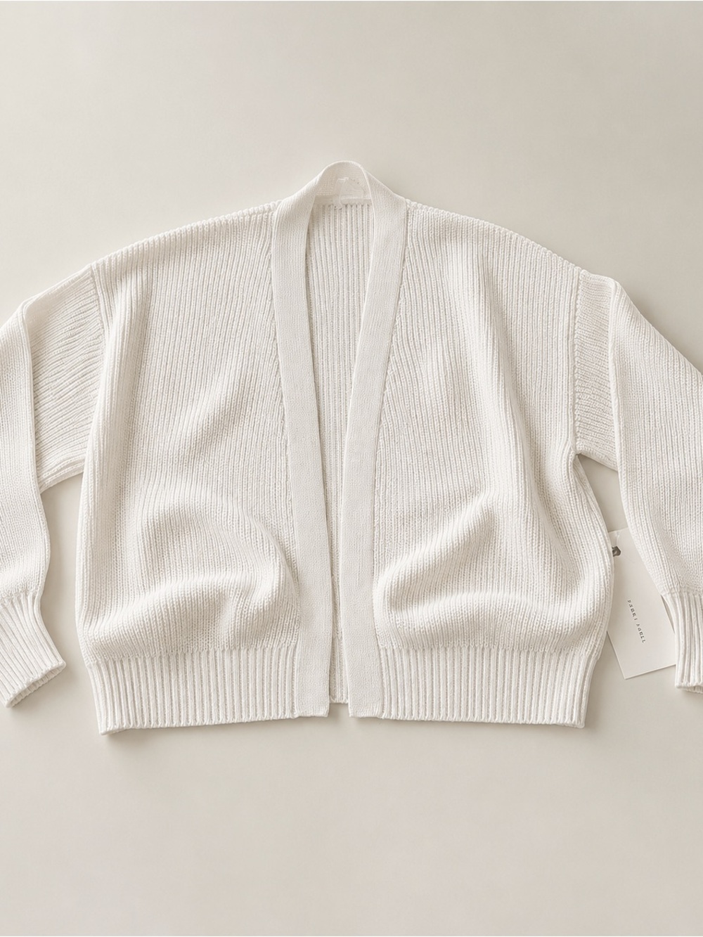 Open-Front Cream Knit Cardigan Jacket
